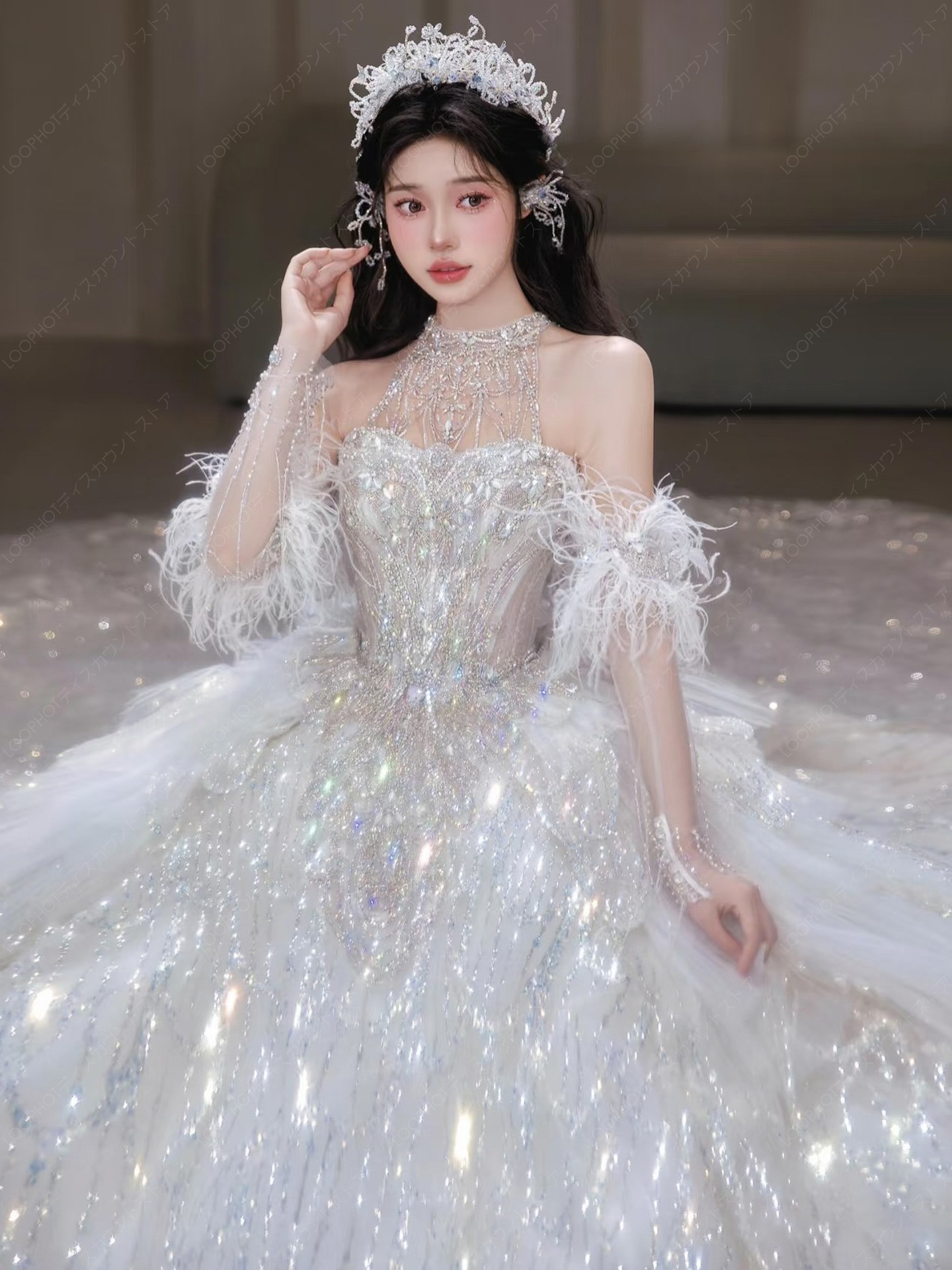 2025新作 高級感 花嫁ロングドレス ウェディングドレス 白長袖 妊婦がカスタマイズ可能 結婚式ワンピース 二次会ドレス 花嫁 パーティードレス 結婚式 ドレス 豪華宮廷風D118-95