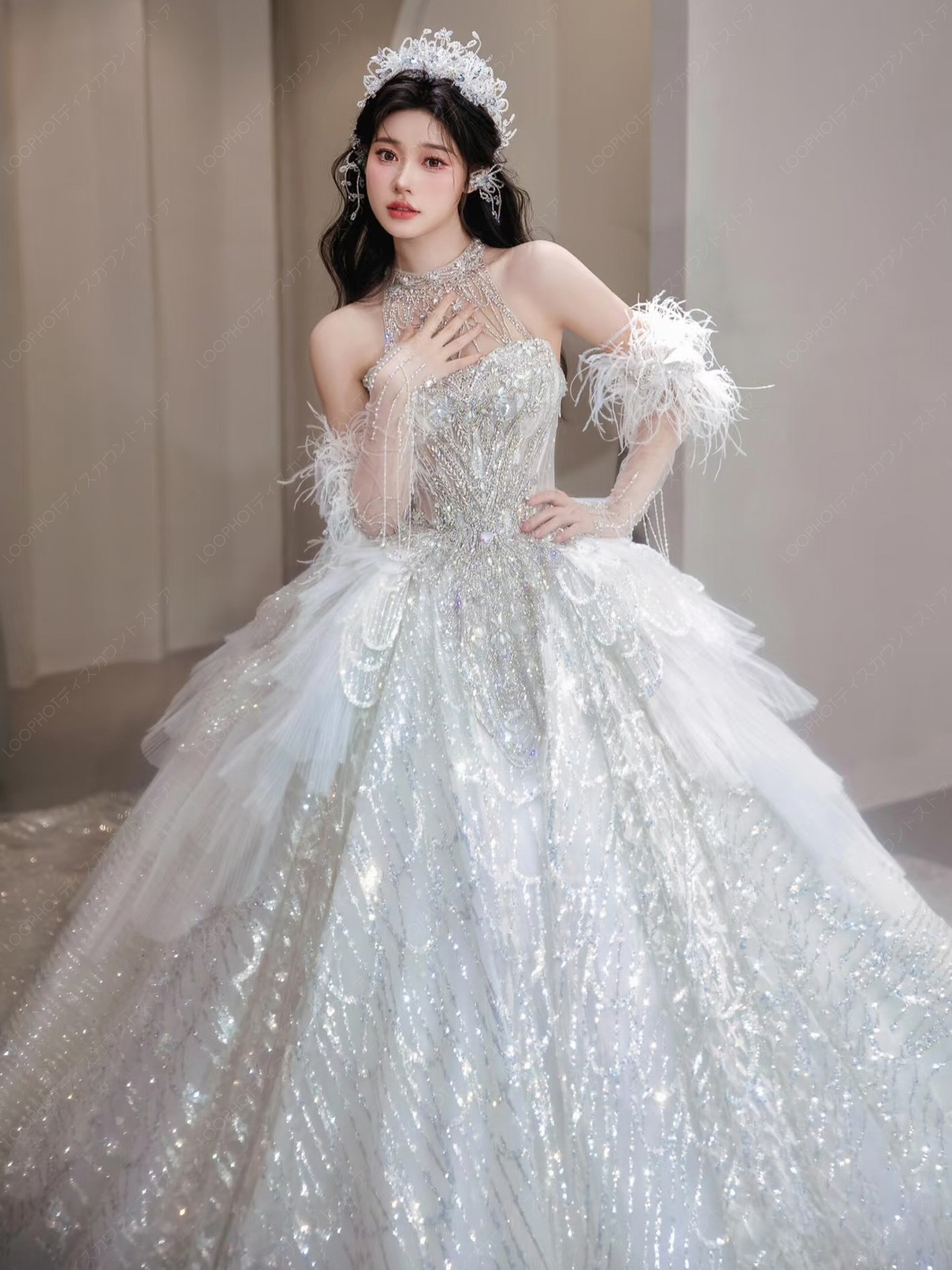 2025新作 高級感 花嫁ロングドレス ウェディングドレス 白長袖 妊婦がカスタマイズ可能 結婚式ワンピース 二次会ドレス 花嫁 パーティードレス 結婚式 ドレス 豪華宮廷風D118-95