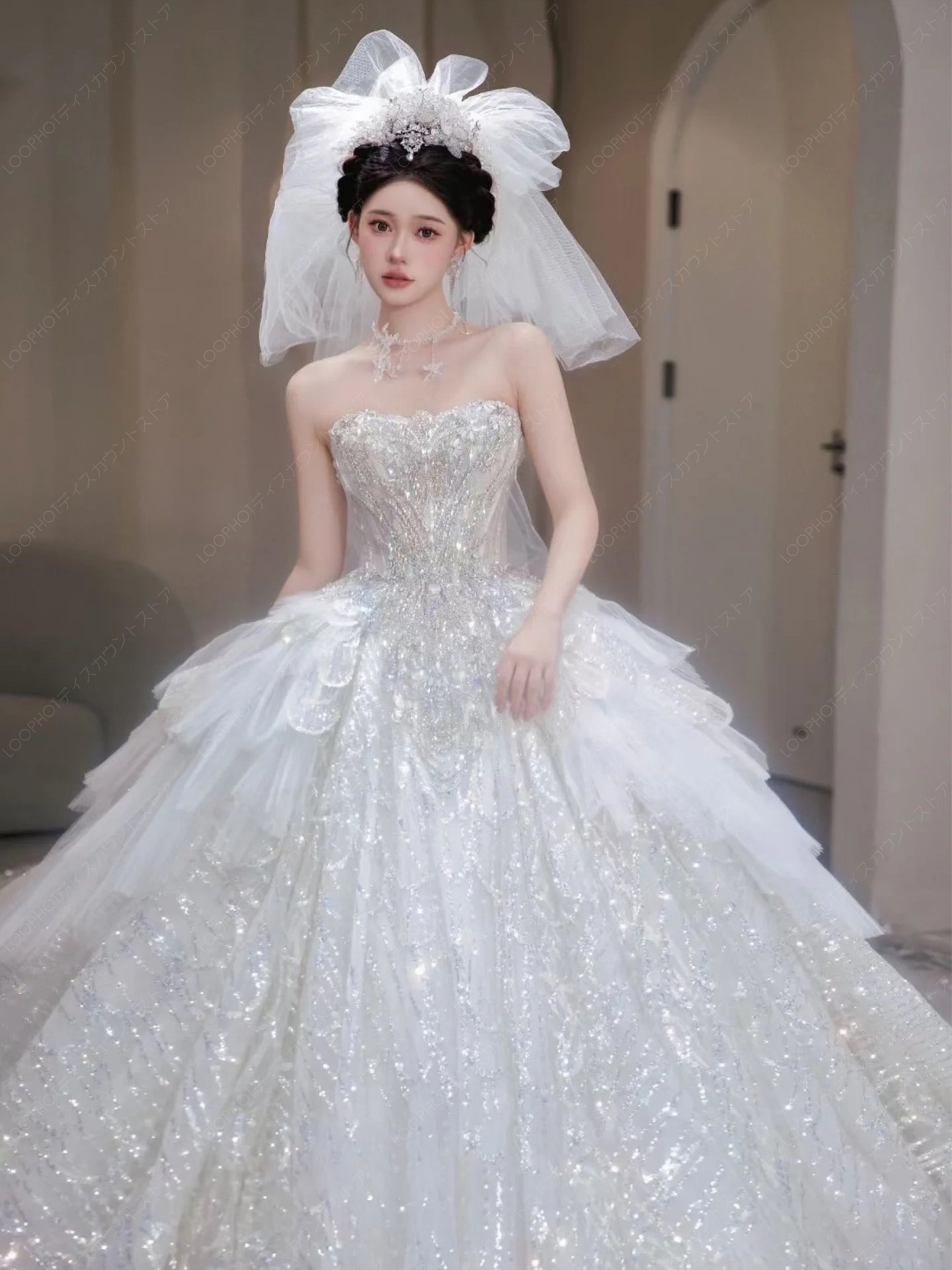 2025新作 高級感 花嫁ロングドレス ウェディングドレス 白長袖 妊婦がカスタマイズ可能 結婚式ワンピース 二次会ドレス 花嫁 パーティードレス 結婚式 ドレス 豪華宮廷風D118-95