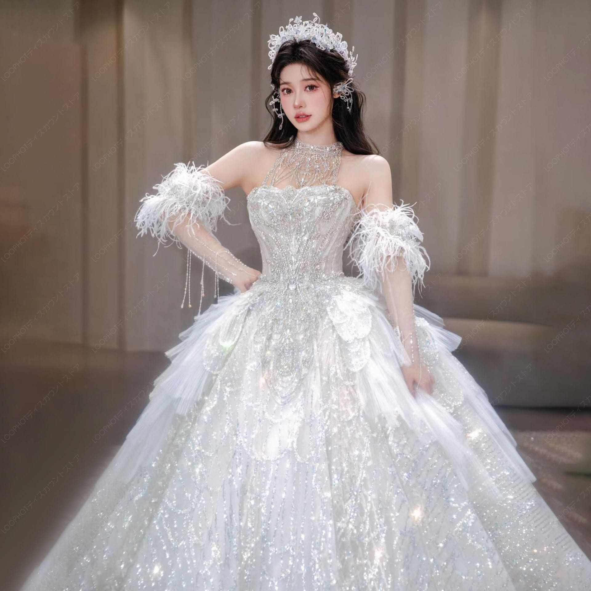 2025新作 高級感 花嫁ロングドレス ウェディングドレス 白長袖 妊婦がカスタマイズ可能 結婚式ワンピース 二次会ドレス 花嫁 パーティードレス 結婚式 ドレス 豪華宮廷風D118-95