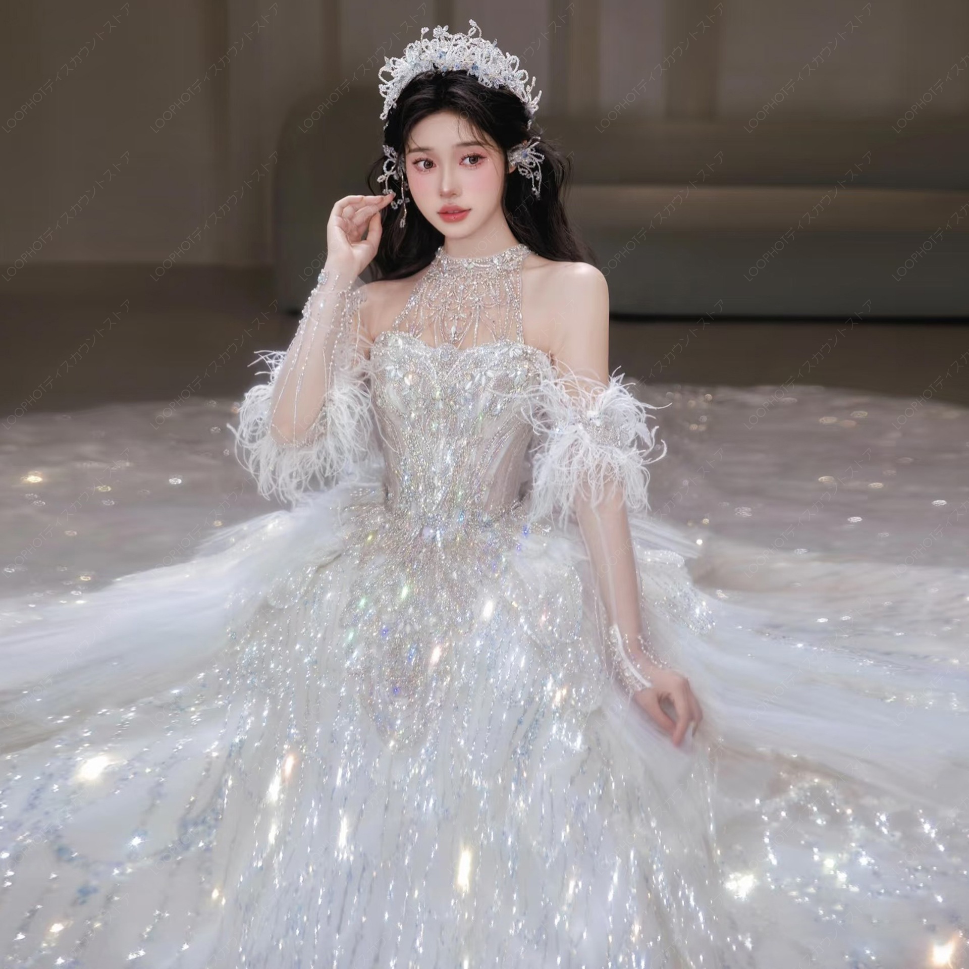 2025新作 高級感 花嫁ロングドレス ウェディングドレス 白長袖 妊婦がカスタマイズ可能 結婚式ワンピース 二次会ドレス 花嫁 パーティードレス 結婚式 ドレス 豪華宮廷風D118-95