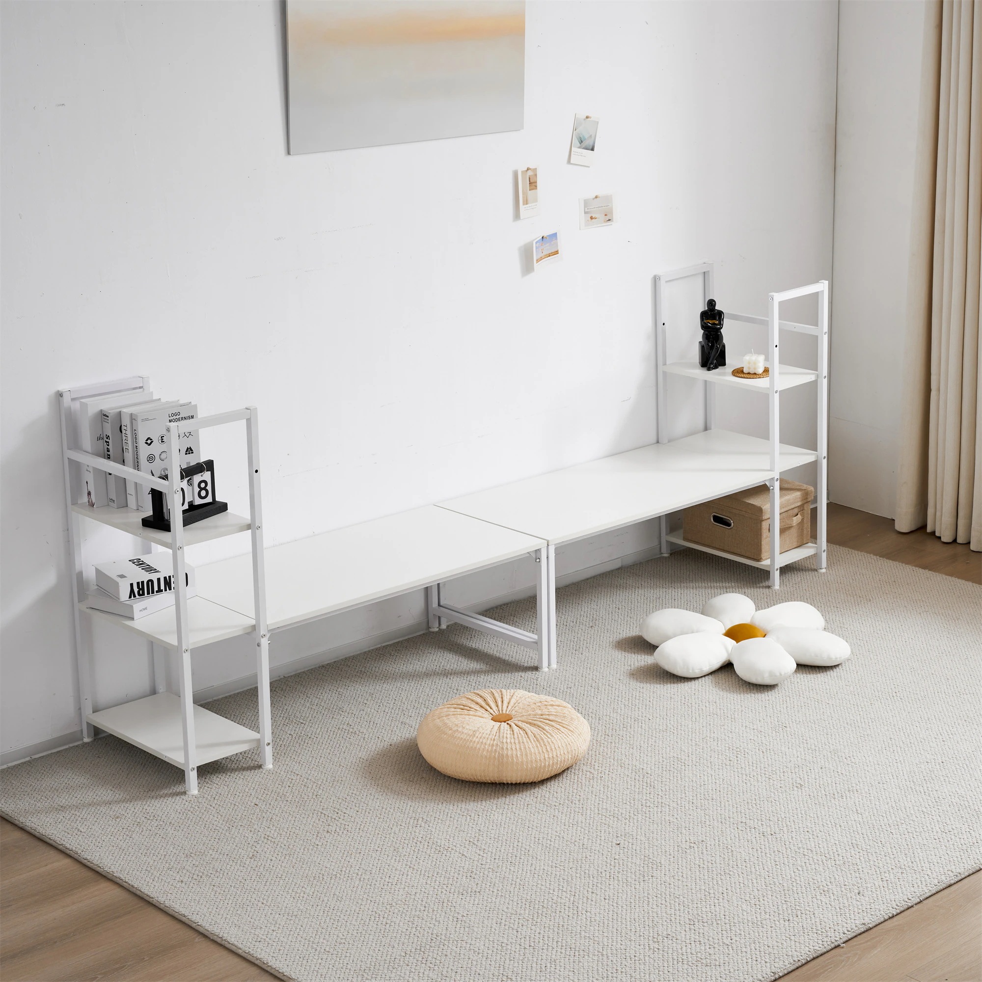 【国内発送M】838【新品登場】【ブラウン】H型PCデスク ロータイプ一体型 ラック付き デスク ワークデスク 木製 学習デスク 【国内発送M】838【新品登場】【ブラウン】H型PCデスク ロータイプ一体型 ラック付き デスク ワークデスク 木製 学習デスク