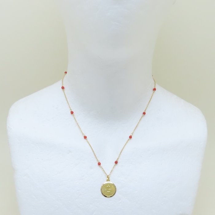 ネックレス 珊瑚 K18YG イエローゴールド/293659【中古】 ネックレス 珊瑚 K18YG イエローゴールド/293659【中古】