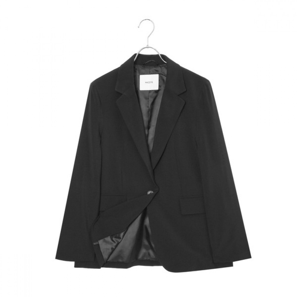 [ヘッジズレディース] 24SS ブラックソリッドカラーウールブレンドロングスリーブジャケット WSJA4B791BK