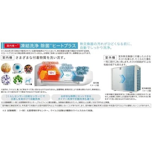 【無料長期保証】日立 エアコン 10畳 凍結洗浄除菌ヒートプラス ファンお掃除ロボ カラッと除湿 白くまくんWシリーズ RAS-WR2826S 2026年モデル_3