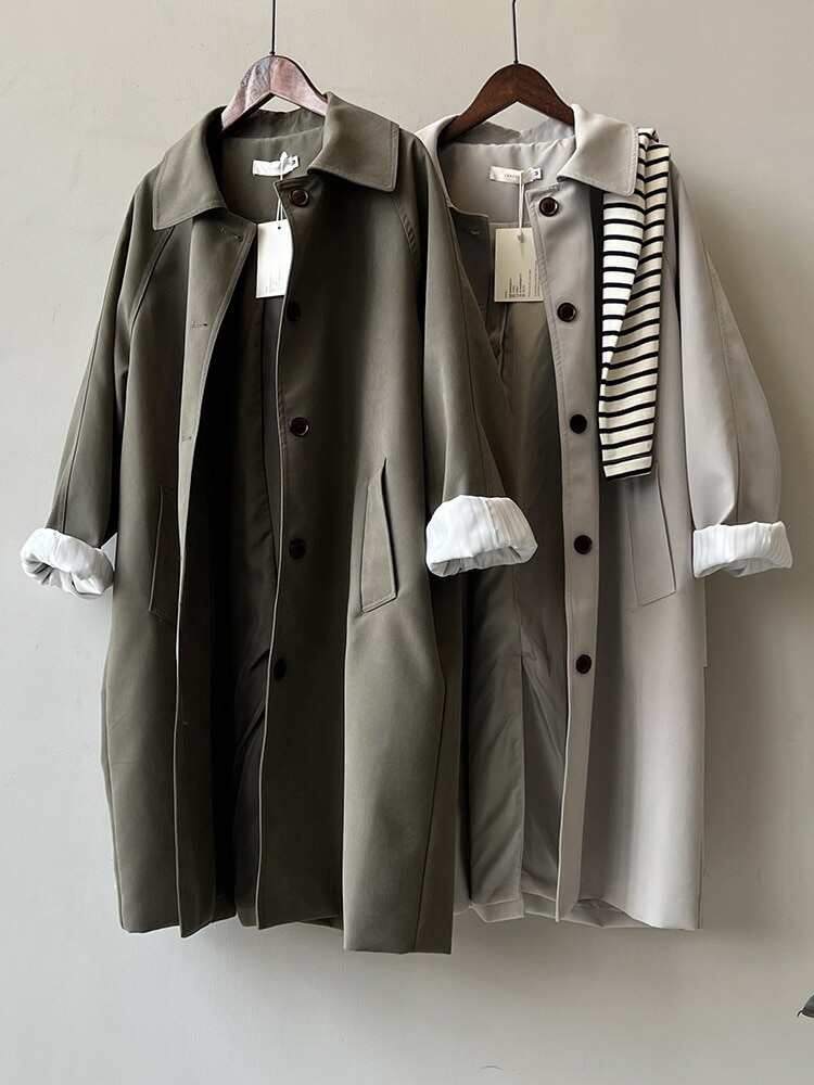 大流行のレンチコート　レディース アウター コート ジャケットコート トレンチコート ライトコート スプリングコート ロングコート トレンチ 長袖 ロング ベルト ボタン 通勤 オフィス オケージョン