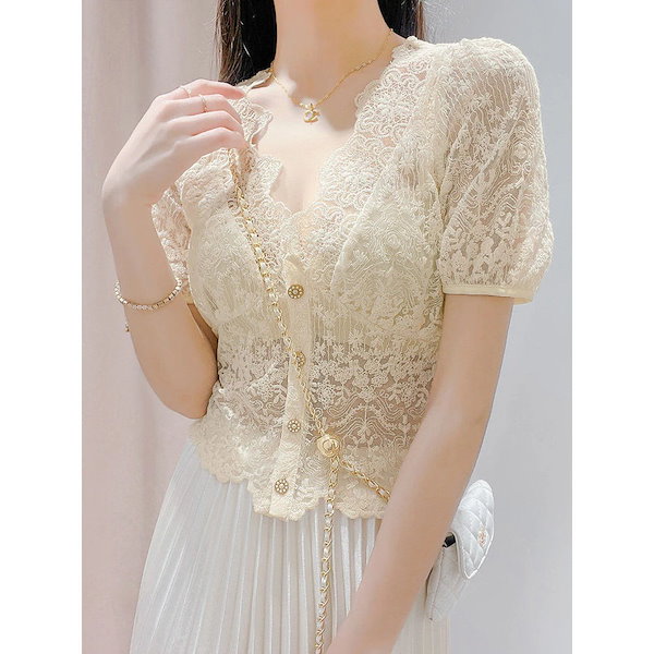Qoo10] LACE LADIES 春先取りブラウス夏 レースレディース フ