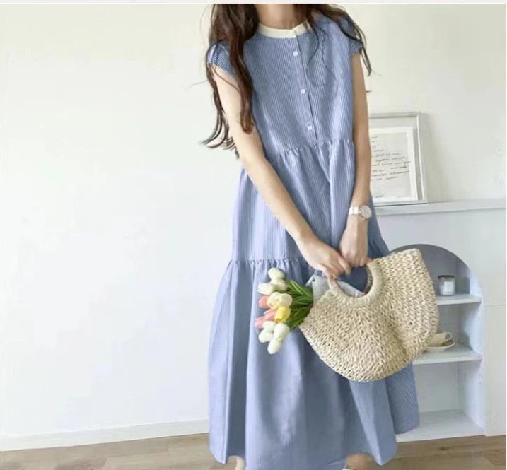 【ラッキーブレスをプレゼントに】ワンピース レディース シャツワンピース きれいめ バックリボン ティアード Aライン ストライプ 無地 フレンチスリーブ ロング マキシ 体型カバー ゆったり 袖な 【ラッキーブレスをプレゼントに】ワンピース レディース シャツワンピース きれいめ バックリボン ティアード Aライン ストライプ 無地 フレンチスリーブ ロング マキシ 体型カバー ゆったり 袖な