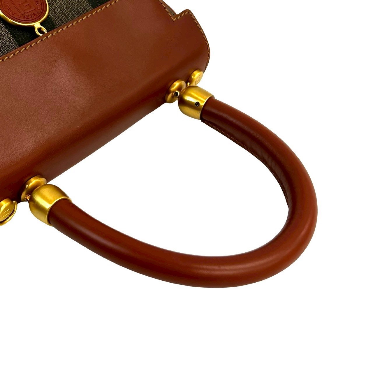 ぺカン 柄ショルダーバッグ レザー PVC ブラウン 40925