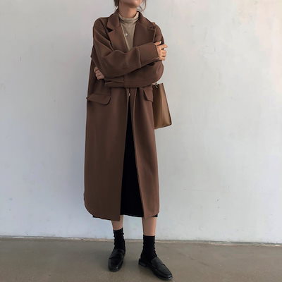 超ロング丈 リバーコート ノーボタン ロングコート スーパーロングコート 超ロングコート アウター ロングアウター レディース 無地 S M 秋冬 ブラウン 【1356】 超ロング丈 リバーコート ノーボタン ロングコート スーパーロングコート 超ロングコート アウター ロングアウター レディース 無地 S M 秋冬 ブラウン 【1356】