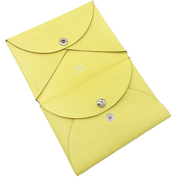 エルメス HERMES カードケース カルヴィ デュオ シェブルミゾル リモンチェッロ シルバー金具 新品 未使用 黄色 B刻印【中古】 エルメス HERMES カードケース カルヴィ デュオ シェブルミゾル リモンチェッロ シルバー金具 新品 未使用 黄色 B刻印【中古】