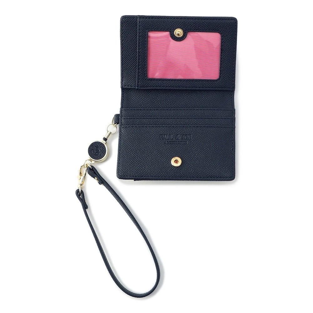 PAUL & JOE ACCESSOIRES (ポール＆ジョーアクセソワ)リールコード付き2面パスケース　カードケース PJA-W1083 CAT刺繍