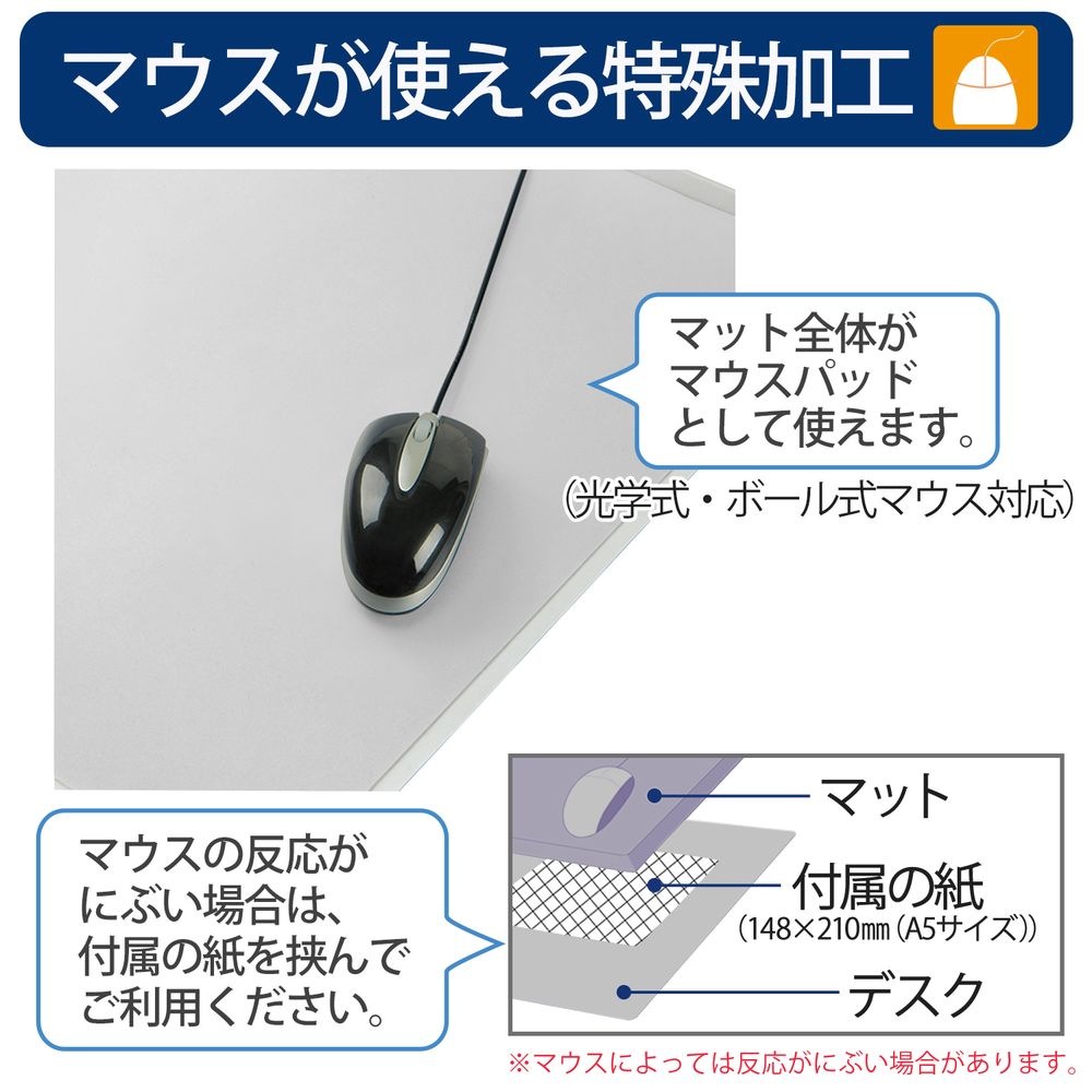 （まとめ買い）デスクマット ななめカット OAタイプ 両面転写軽減 マウス対応 薄手1.2mm厚 シングルタイ プ 990x690mm DM-107FS [x3]