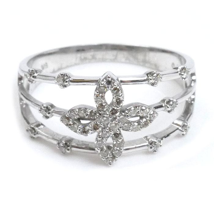 K18WG ホワイトゴールド リング・指輪 ダイヤモンド0.25ct 17号 3.4g レディース 中古 美品 K18WG ホワイトゴールド リング・指輪 ダイヤモンド0.25ct 17号 3.4g レディース 中古 美品