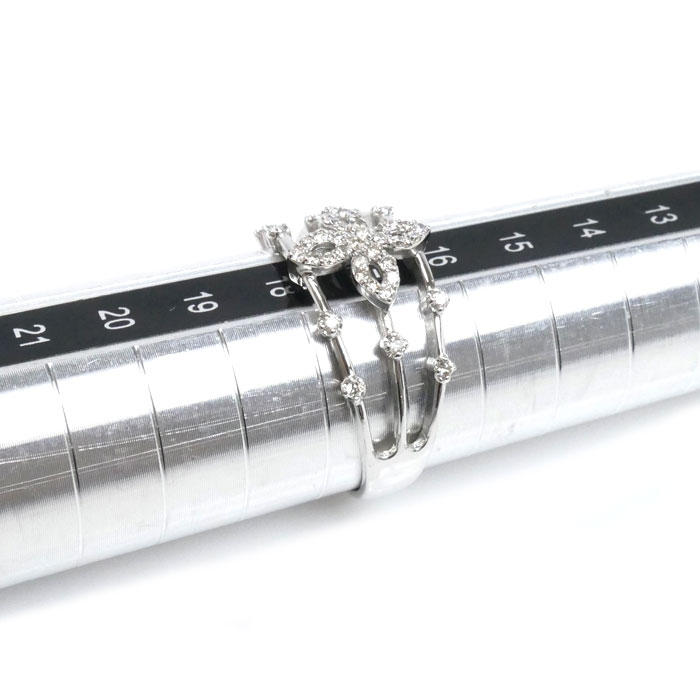 K18WG ホワイトゴールド リング・指輪 ダイヤモンド0.25ct 17号 3.4g レディース 中古 美品 K18WG ホワイトゴールド リング・指輪 ダイヤモンド0.25ct 17号 3.4g レディース 中古 美品