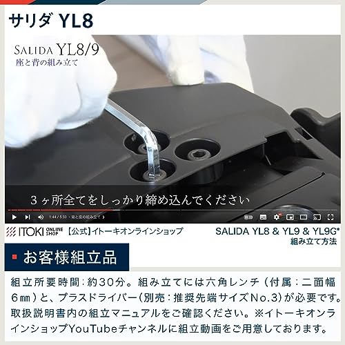 イトーキ サリダ YL8 ダックブルー×ブラック オフィスチェア【全身を支えるハイバック/通気性メッシュ素材/腰への負担を軽減 ランバーサポート/高機能ヘッドレスト/こだわりの座 72803