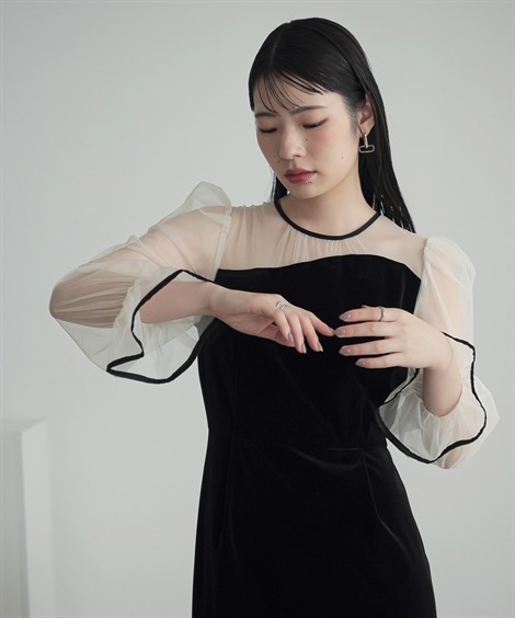 ドレス 結婚式・パーティー・オケージョンドレス アシメデザインベロアワンピースドレス 大きいサイズ有 Callarus