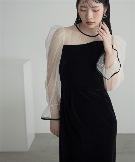 ドレス 結婚式・パーティー・オケージョンドレス アシメデザインベロアワンピースドレス 大きいサイズ有 Callarus