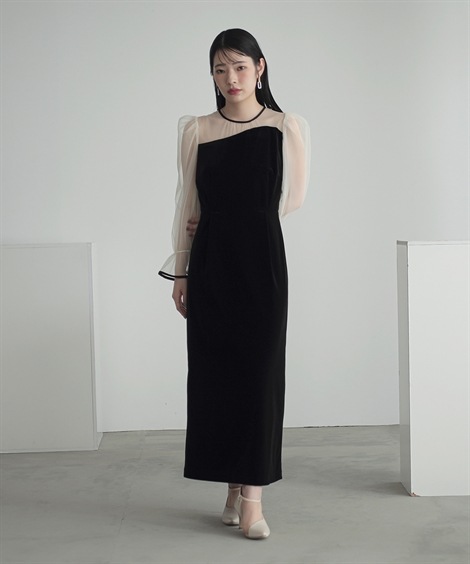 ドレス 結婚式・パーティー・オケージョンドレス アシメデザインベロアワンピースドレス 大きいサイズ有 Callarus