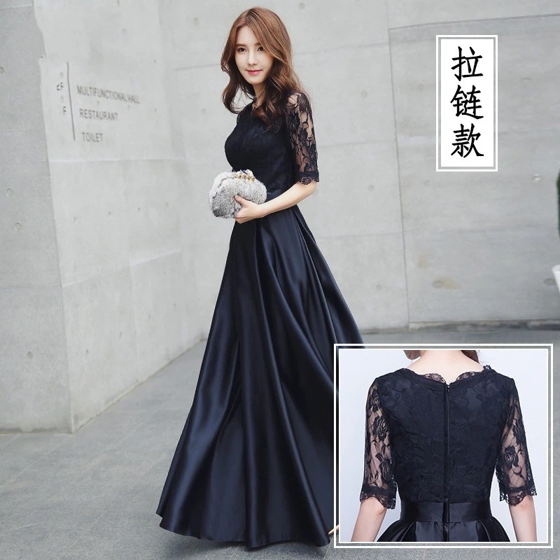 【縁夢】 後ファスナー/ストラップ2タイプ イブニングドレス 夏 レース ロングワンピース イブパーティードレス キャバ 着痩せ 大人 同窓会 披露宴 卒業式 結婚式 演奏会 ウェディング 二次会 メ