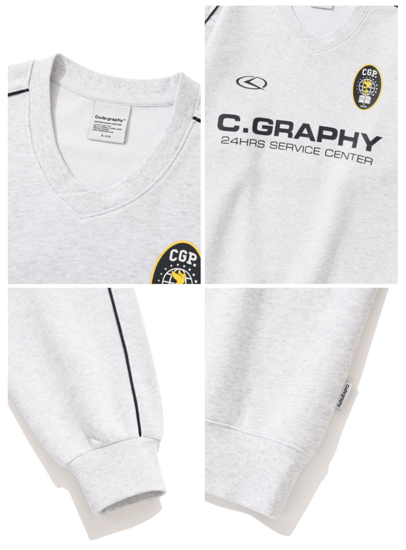 CODE GRAPHY Track V-neck sweatshirt_Light Gray CBDWUTL110MG