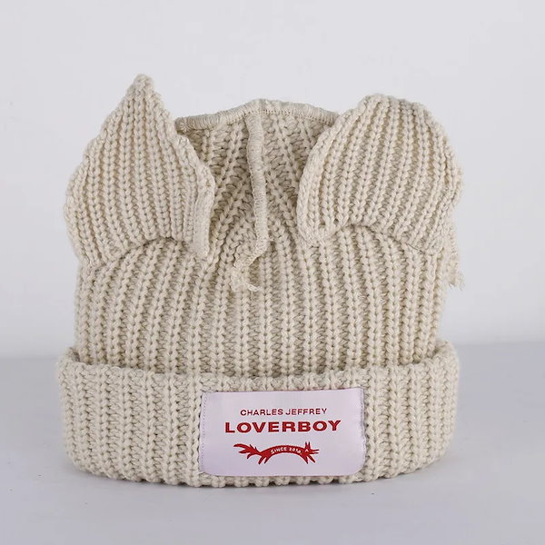 阪*ゅ様 LOVERBOY ネコ耳 ニット帽 CHARLES JEFFREY LOVERBOY ニット帽 ラバーボーイ ビーニー 猫耳
