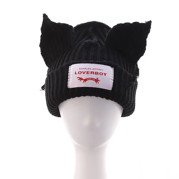 阪*ゅ様 LOVERBOY ネコ耳 ニット帽 CHARLES JEFFREY LOVERBOY ニット帽 ラバーボーイ ビーニー 猫耳