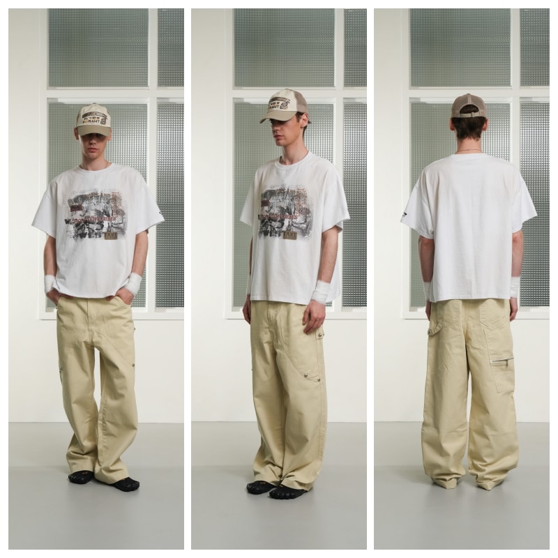 GRAILZ】 OVERLAP WASHED T-SHIRTS : 2COLORS Tシャツ