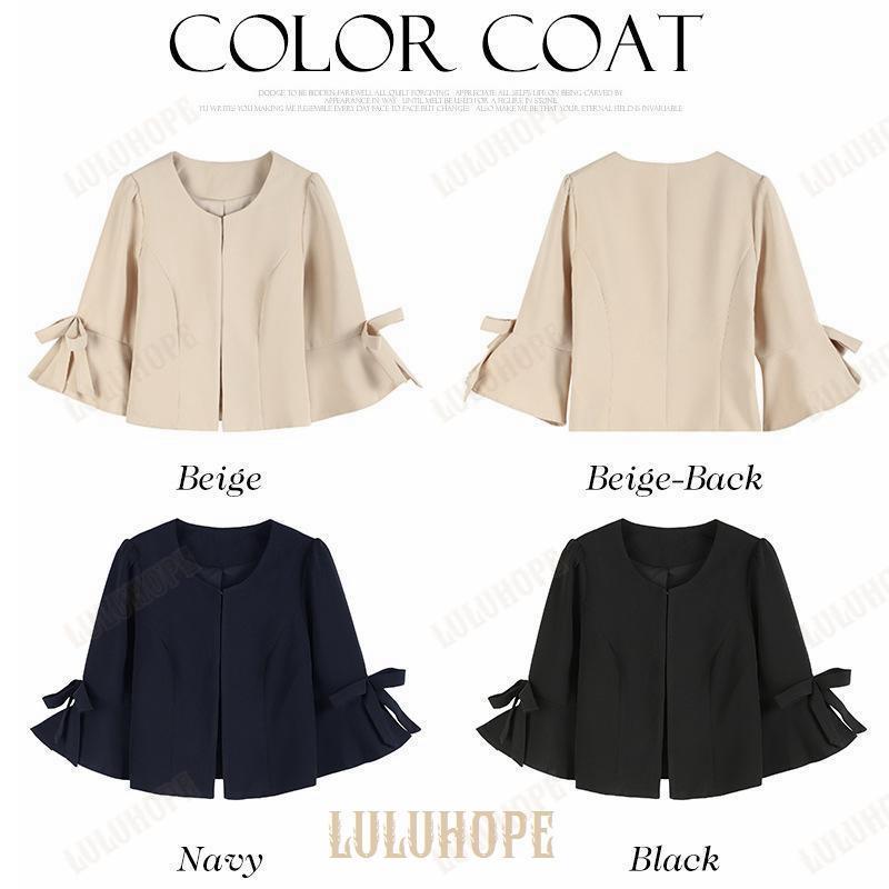 ジャケット レディース ママ 母 ボレロ 結婚式 長袖 パーティー 大きいサイズ ノーカラー 羽織 お呼ばれ 七分袖 7分袖 レディース 春 夏 秋 冬