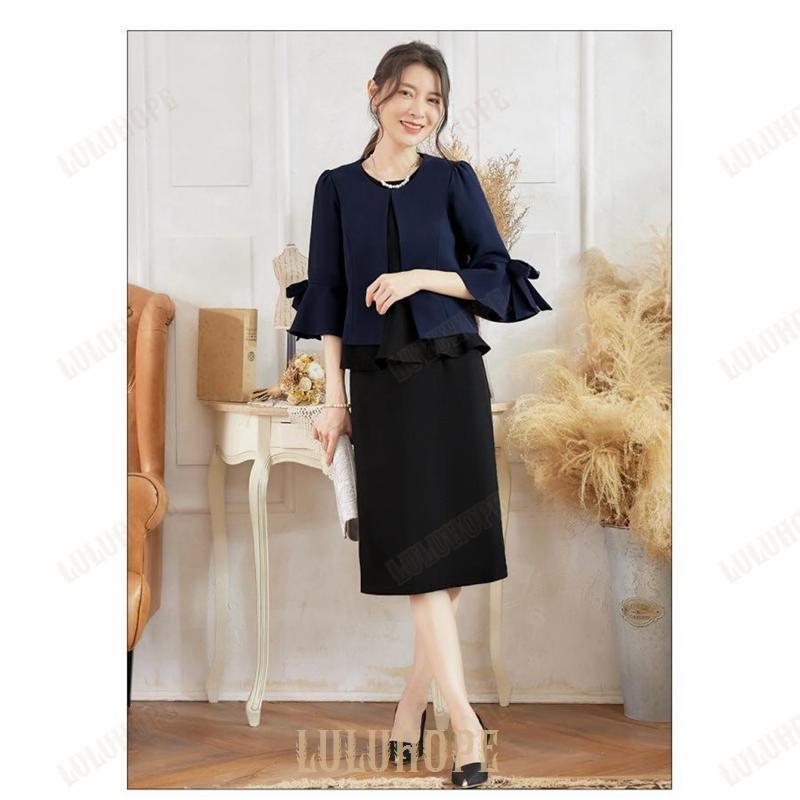 ジャケット レディース ママ 母 ボレロ 結婚式 長袖 パーティー 大きいサイズ ノーカラー 羽織 お呼ばれ 七分袖 7分袖 レディース 春 夏 秋 冬