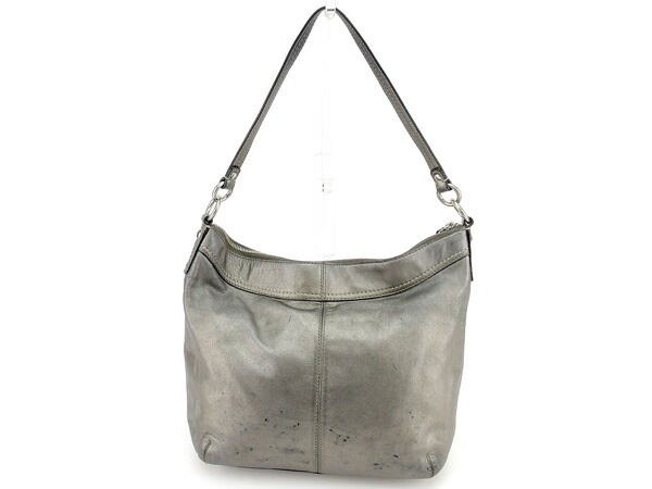 ショルダーバッグ ワンショルダー メタリックグレー 中古