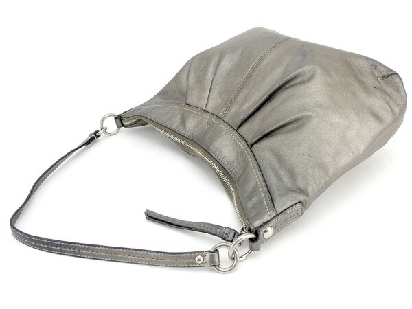 ショルダーバッグ ワンショルダー メタリックグレー 中古