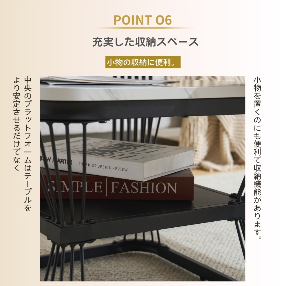 【2点購入で150OFF】【国内即発送】【新作登場】センターテーブル テーブル ローテーブル 大理石調 波紋 収納付き おしゃれ 入れ子式 正方形 2個セット 光沢感 組み合わせ自由【ホワイト（ブラッ