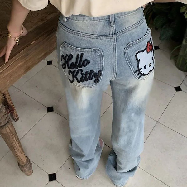 Qoo10] サンリオ ハローキティ 刺繡 ジーンズ レディース