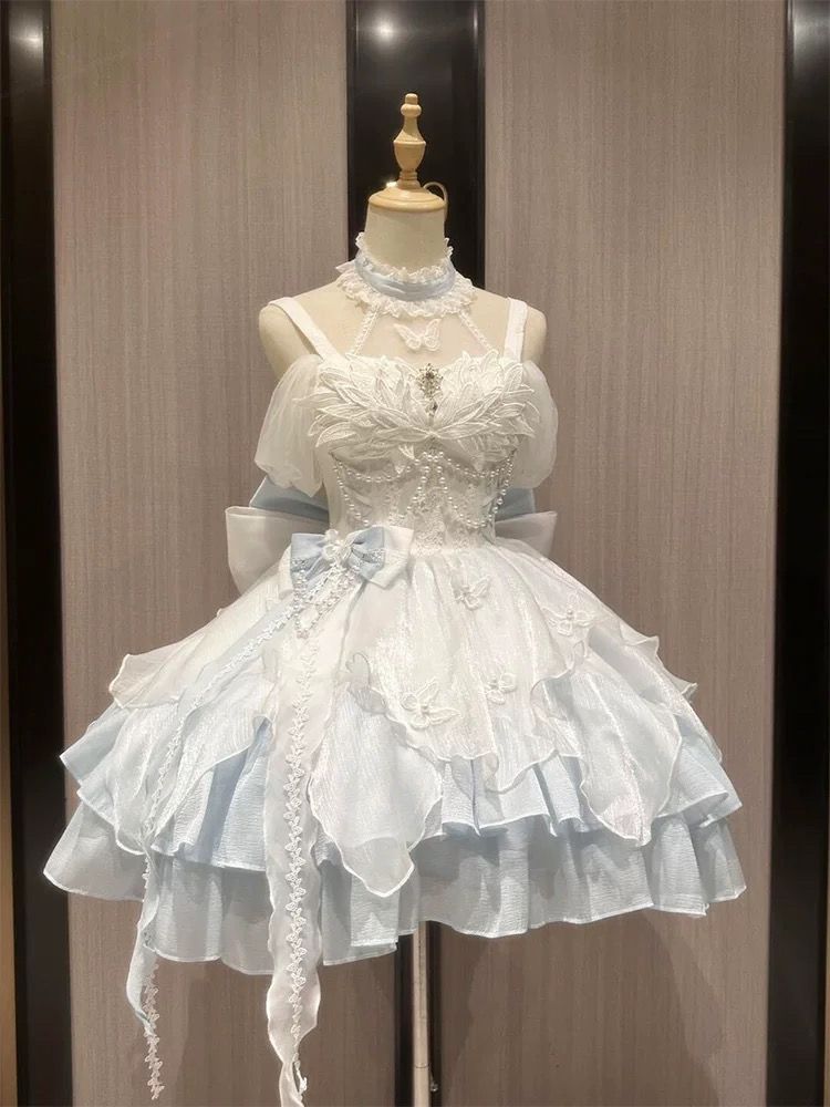 衣類ブルーとホワイトプリンセススタイル小さなドレスロリータスカート薄いフラッシュロリータアダルトギフトふくらんでいるスカート 衣類ブルーとホワイトプリンセススタイル小さなドレスロリータスカート薄いフラッシュロリータアダルトギフトふくらんでいるスカート