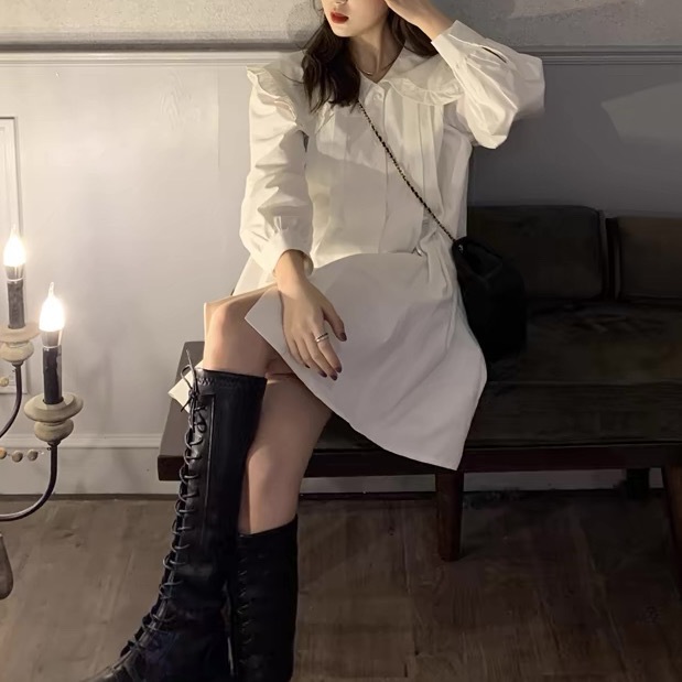 レディース ワンピース シャツ シャツワンピース ビッグカラー ブラウス ミニ ショート 長袖 襟付き フェミニン フリル ハイウエスト かわいい 大人可愛い シンプル カジュアル 上品 おしゃれ レディース ワンピース シャツ シャツワンピース ビッグカラー ブラウス ミニ ショート 長袖 襟付き フェミニン フリル ハイウエスト かわいい 大人可愛い シンプル カジュアル 上品 おしゃれ