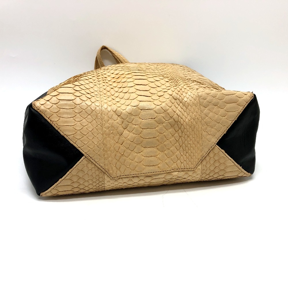 トートバッグ ホリゾンタルカバ スモール ハンドバッグ カバン バッグ パイソン/レザー ベージュ トートバッグ ホリゾンタルカバ スモール ハンドバッグ カバン バッグ パイソン/レザー ベージュ