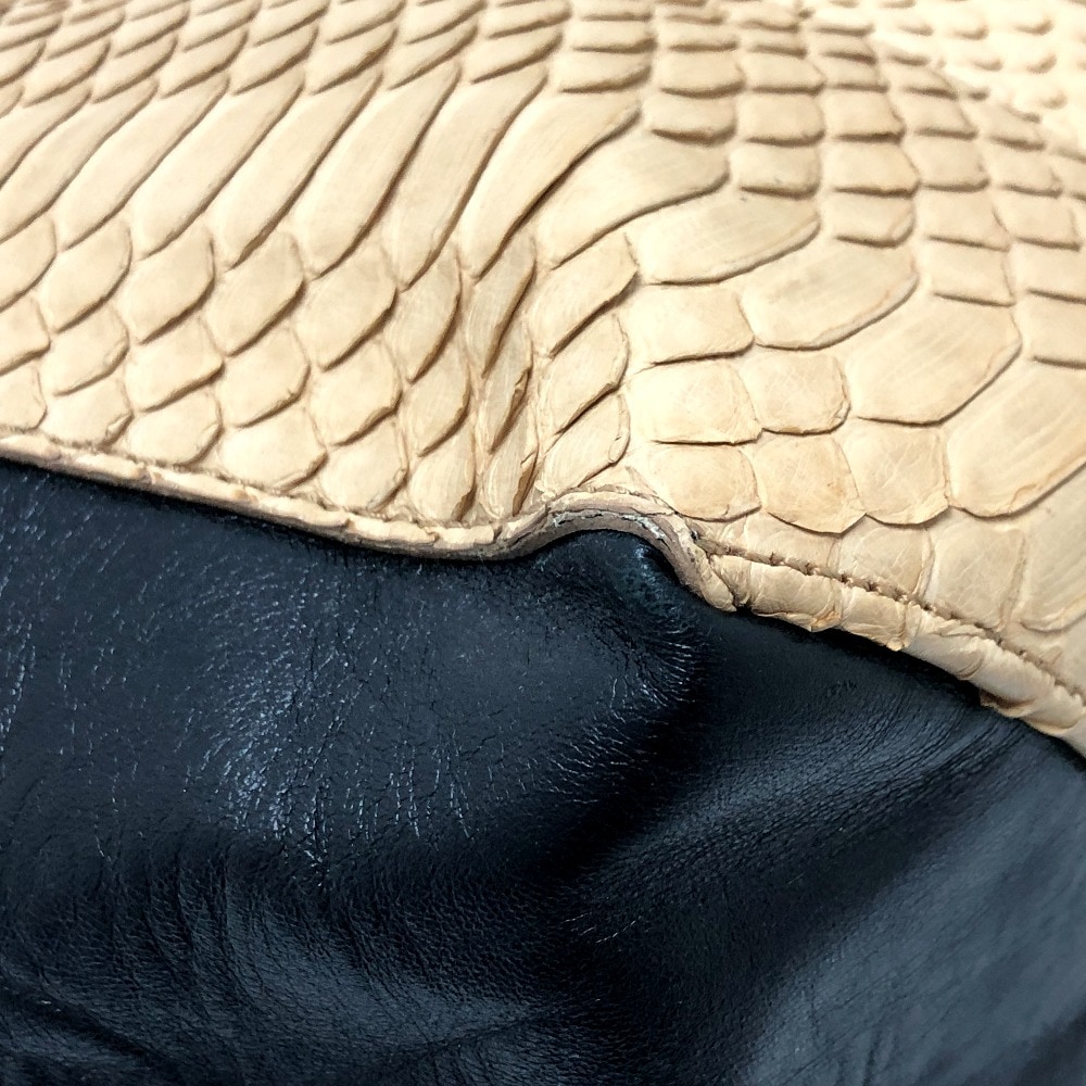 トートバッグ ホリゾンタルカバ スモール ハンドバッグ カバン バッグ パイソン/レザー ベージュ トートバッグ ホリゾンタルカバ スモール ハンドバッグ カバン バッグ パイソン/レザー ベージュ