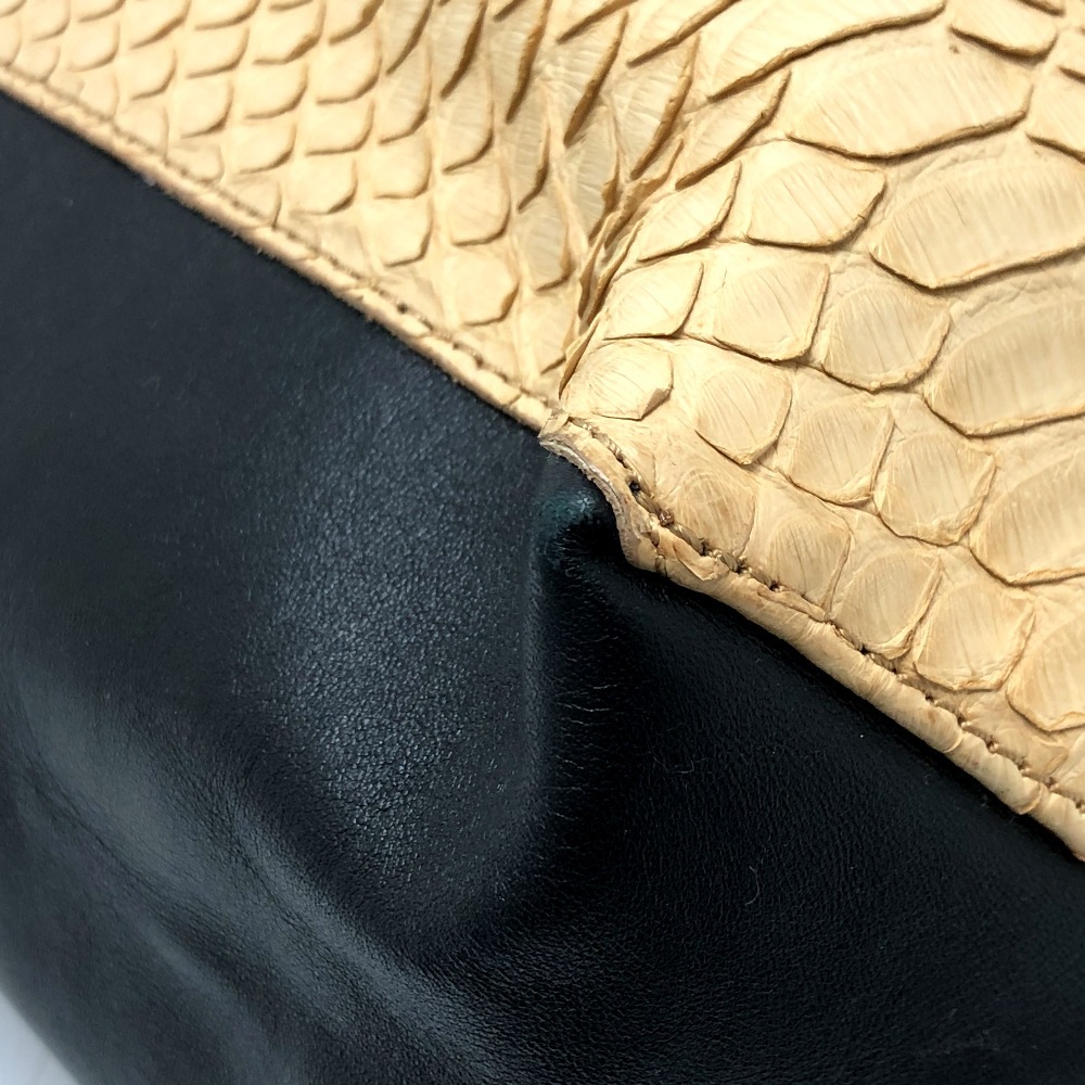 トートバッグ ホリゾンタルカバ スモール ハンドバッグ カバン バッグ パイソン/レザー ベージュ トートバッグ ホリゾンタルカバ スモール ハンドバッグ カバン バッグ パイソン/レザー ベージュ