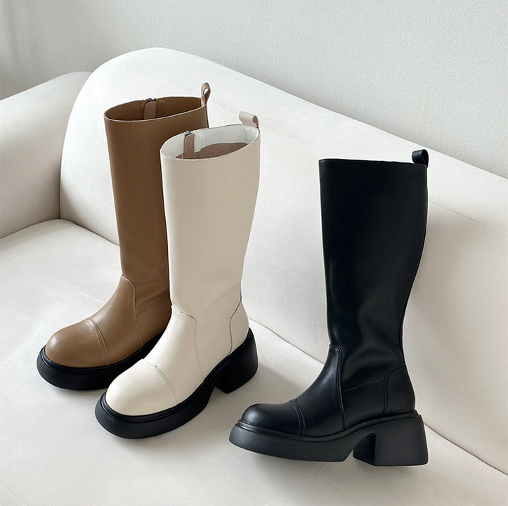 ロングブーツ 天然牛革 サイドジップ ストーム レディース チャンキーヒール 太ヒール 黒 茶 ブラック ブラウン アイボリー 歩きやすい 靴 婦人靴 韓国 ロングブーツ 天然牛革 サイドジップ ストーム レディース チャンキーヒール 太ヒール 黒 茶 ブラック ブラウン アイボリー 歩きやすい 靴 婦人靴 韓国