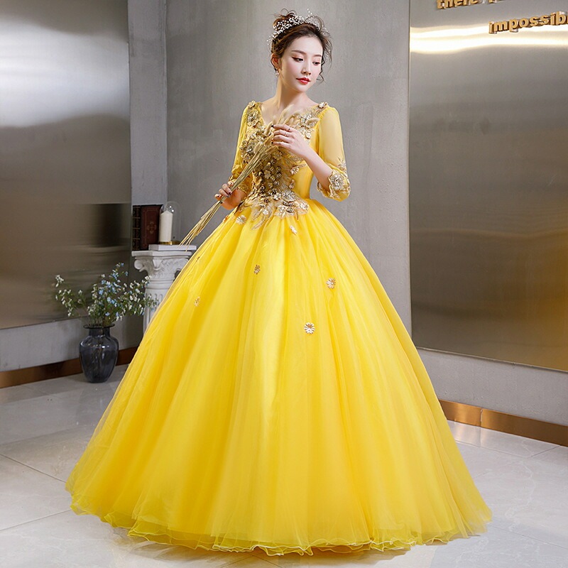ウエディングドレス パーティードレス Long dress 結婚式ドレス エレガント 前撮り 袖あり 「XS~3XL」演奏会 発表会 ロングドレス 大きいサイズ カラードレス おしゃれ ステージ衣装