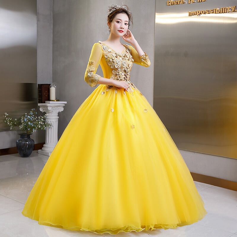 ウエディングドレス パーティードレス Long dress 結婚式ドレス エレガント 前撮り 袖あり 「XS~3XL」演奏会 発表会 ロングドレス 大きいサイズ カラードレス おしゃれ ステージ衣装