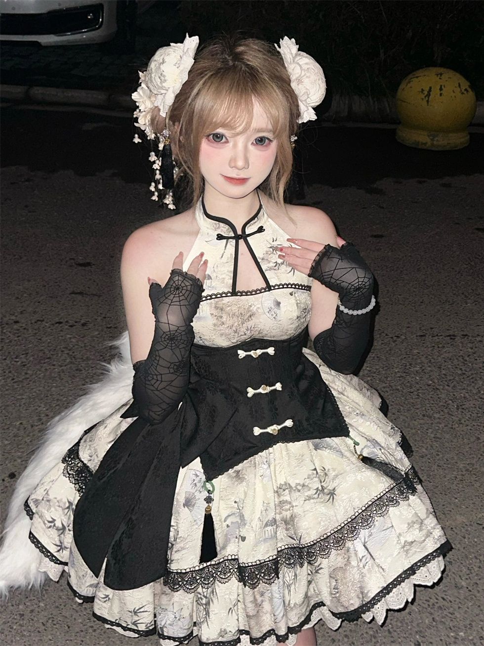 新作ロリータ洋装 レトロ 宮殿風でオリジナルデザインロリータ セクシーバックレスノースリーブ首をかけワンピースJSK/JKドレス 二次元ワンピース花嫁/茶会/メイド服/かわいい/ハロウィン 新作ロリータ洋装 レトロ 宮殿風でオリジナルデザインロリータ セクシーバックレスノースリーブ首をかけワンピースJSK/JKドレス 二次元ワンピース花嫁/茶会/メイド服/かわいい/ハロウィン