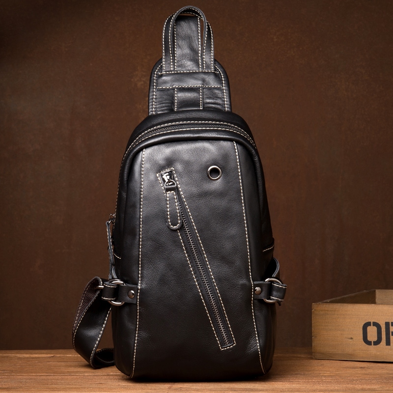 ゆっくり時間の新商品の屋外の真皮の胸包み男性の頭層の牛革のショルダーバッグカジュアルな肩の胸包み女性のバッグです