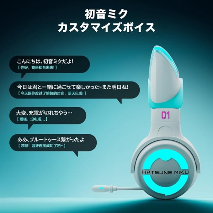 yowu 猫耳ヘッドホン 水色 YOWU 妖舞 初音ミク コラボ 猫耳ヘッドホン