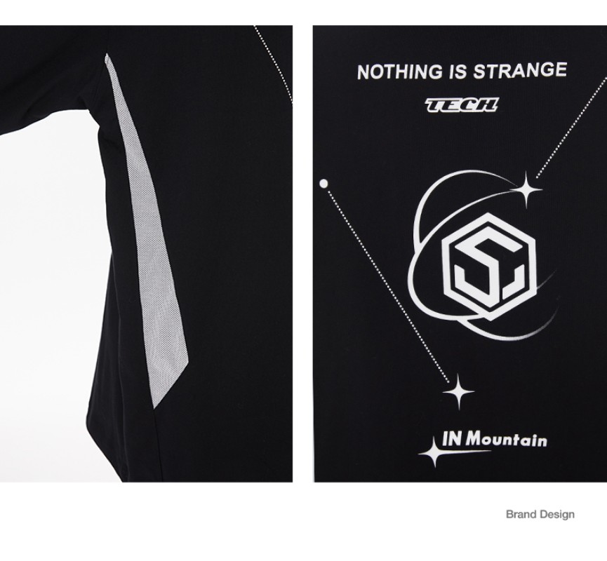 TECH 機能的なスタイルのブラックフェイクツーピースヘビーロングスリーブTシャツレディース通気性ドロップショルダートップ多用途ルーズ TECH 機能的なスタイルのブラックフェイクツーピースヘビーロングスリーブTシャツレディース通気性ドロップショルダートップ多用途ルーズ