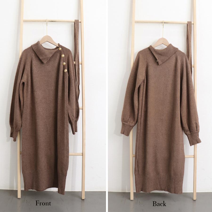 ニットワンピース 長袖 レディース 秋冬