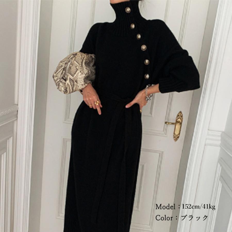 ニットワンピース 長袖 レディース 秋冬