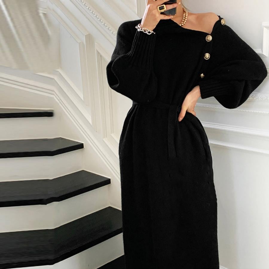 ニットワンピース 長袖 レディース 秋冬