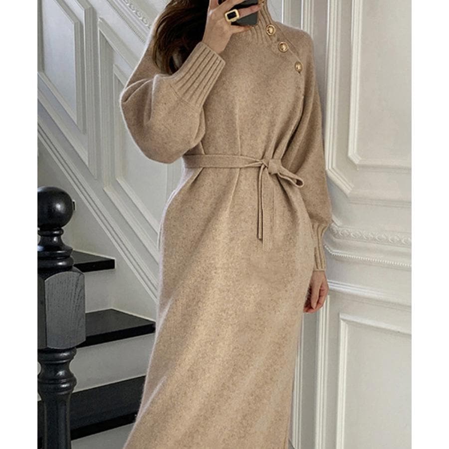 ニットワンピース 長袖 レディース 秋冬